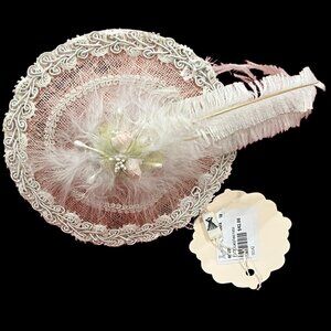 Dollcake "For the Lady" Pink Lace & Feather Fascinator Headband With Feather